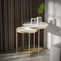 Light luxury Rock board simple modern creative small coffee table side few Italian Nordic living room sofa corner round table bedside table