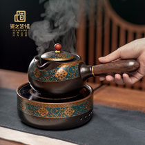 Electric pottery stove boiling tea stove wood handle anti-hot tea stove home kettle steaming teapot ceramic side handle pot kung fu tea set