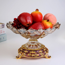 Enamel European crystal fruit plate American creative dried fruit fruit plate home living room coffee table ornaments French fruit Basin