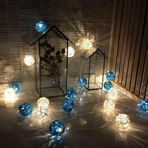Outdoor waterproof led rattan ball light color light flashing light string light rattan ball light tree decoration