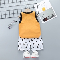 Childrens Vest Set Cotton Summer 2021 Clothing Boys Sleeveless Shorts Korean Girl Sling Childrens Clothing