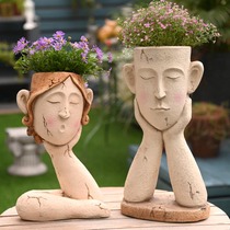 Garden decoration human head art flower pot gardening flower arrangement creative goddess Venus sculpture meditation portrait ornament