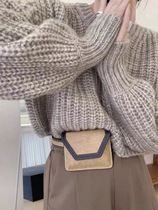2023 new product online celebrity with the same style fashion all-match mini straw woven plain design waist bag chest bag womens square fashion
