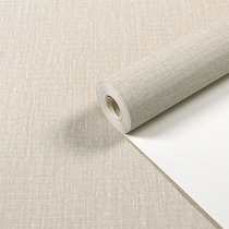 Flax colored beige deep embossed New Chinese wallpaper imitation linen solid color plain plain plain bedroom living room simple wallpaper