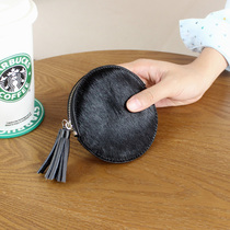 2021 New European and American retro horse hair coin wallet Womens Mini round zipper key case short coin bag wallet