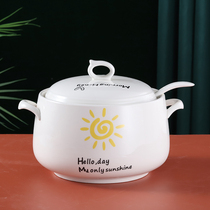 Ceramic large size seasoning tank kitchen Home Double ear pig oil tank High temperature resistant splashback pepper oil tank with lid