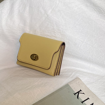 2022 spring and summer new 5 colors advanced texture retro small lock catch card holder card bag zero wallet drivers license bag