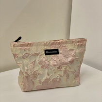 Fresh niche high-end color contrast cosmetic bag storage bag large-capacity portable wash bag finishing bag liner canvas