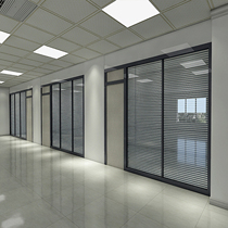 Chongqing office partition aluminum alloy decoration transparent louver double-layer double-glass tempered glass soundproof wall high screen