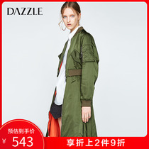 Dazzle plain autumn new fake two piece baseball collar zipper dress windbreaker coat 2a3o6171q