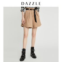 Dazzle Disu autumn 2019 new solid color flower bud A-line belt casual shorts for women 2g3q1081l