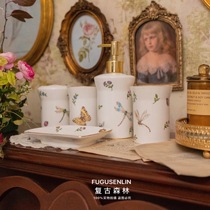 French light luxury bathroom wash ceramic set bathroom home five-piece retro European wedding gift
