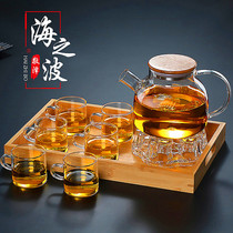 Glass Kettle tea tea tea fruit flower bamboo cover heat-resistant explosion-proof High Borosilicate material tea set household