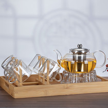 High temperature resistant glass teapot steel leak teapot brewing tea heat-resistant and explosion-proof transparent glass tea set set for home hospitality