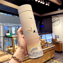 Creative Chinese style stainless steel thermos cup ins trend male Lady couple Cup student portable art Cup