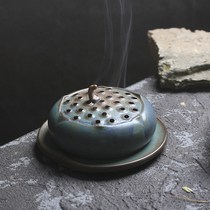 Brand Zen ceramic kiln transformation glaze for Buddha pan incense burner household offering incense stove sandalwood stove antique ornaments tea ceremony