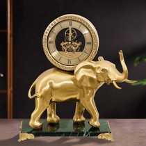 Pure Brass Jielephant Living Room Xuanguan Desk Decorative Seat Clock Pendulum Pieces Eurostyle Opening Gift Desktop Villa Timepiece
