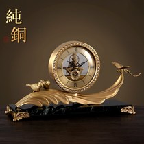 Light luxury imitation mechanical brass clock living room desktop silent clock old creative ornaments desktop clock furnishings