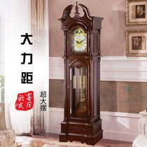 European-style vertical floor clock New Chinese living room retro mechanical clock Villa solid wood clockwork clock pendulum clock