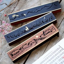 Black sandalwood wood incense box Household sandalwood stove incense box Hollow line incense burner Incense burner incense holder