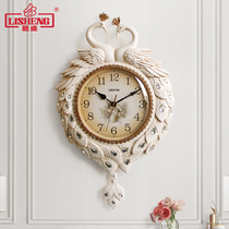 Lisheng European Peacock wall clock mute living room atmospheric wall watch bedroom pendulum clock home fashion clock quartz clock