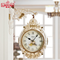 Lisheng European double-sided wall clock living room atmospheric mute creative quartz clock large home wall watch decorative clock