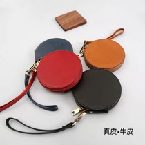 Handmade cow leather male and female mini-zero wallet round genuine leather zipped coin bag small wallet hand hold the key card bag woman