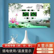 2021 new digital perpetual calendar size wall clock ultra-thin wall clock living room electronic clock calendar clock landscape decoration