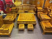 Fidelity Gold Silk Nanwood Small Leaf Zhen Nu Nu Water Polenta steps High sofa thirteen pieces Red Wood Furniture Sculptures Antique