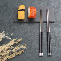 Anti-slip mildew resistant high temperature resistant 304 stainless steel chopsticks household alloy chopsticks family Japanese Net Red fast Tongzi set