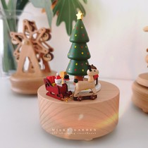 milky garden wooden Korean wind rotating birthday gift Music Box Music Box Music Box Christmas home decoration