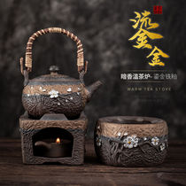Chinese ceramic warm tea stove household candle heating heat preservation 䁔 teapot gilt tea set tea ceremony zero match