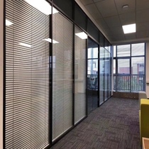 Foshan office partition wall aluminum alloy built-in Louver glass partition aluminum profile indoor fire and sound insulation partition wall