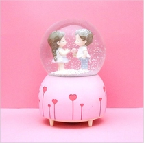 Creative Lantern Floating Snowflake Cartoon Sweet Couple Glass Crystal Ball Music Box Boys and Girls Birthday Gifts