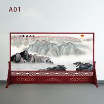 New Chinese style solid wood screen partition wall living room hotel Hall office unit company porch screen