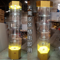 Cosmetic glass electric rotating shelf oral products hand-run display cabinet jewelry perfume acrylic display stand