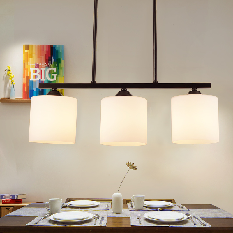 北欧三头餐厅灯吊灯 创意吧台餐吊灯地中海美式田园饭厅玻璃灯具