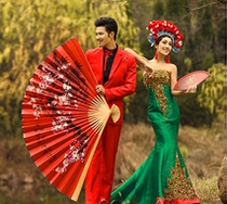 Ancient costume props fan antique wedding photography props creative retro big fan photo studio costume photo fan antique