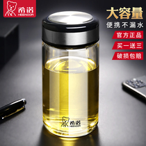 Xinuo glass men and women portable single-layer thickened transparent cup Home office water cup with lid heat-resistant tea cup