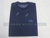 Short sleeve single top navy blue round neck thin floor clothes