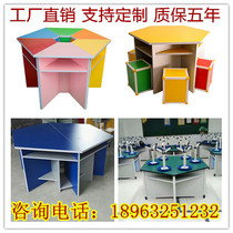 Student Hexagon Table School Experiment Hexagon Computer Desk Training Table Stitching Trapezoidal Combination Table and Chair