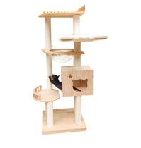 Jiuyi wooden cat climbing frame cat tree solid pine cat scratch board nest platform large cat toy egg yolk simple style