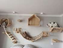 Luxury Solid Wood Cat Climbing Wall Wall-mounted Cat Nest DIY Large Cat Jumping Bench Grab Board Space Cabin Cat Furniture