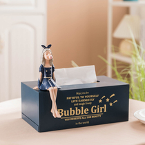 Nordic drawing paper box home living room creative simple modern napkin carton light luxury style design feel tissue box ornaments