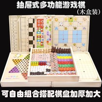 Checkers Flying Chess children Puzzle Wood Toys Students Five Chess multifunction Desktop parent-child game Warcraft chess