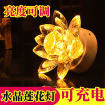 Rechargeable remote control led Lotus lamp colorful Buddha lamp Crystal long light home plug-in Guanyin Bodhisattva Lotus