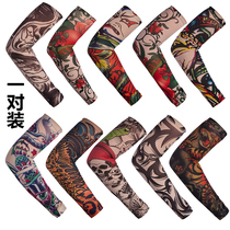 Fashion Tattoo Cuff seamless riding sleeve Men and women Flowers Arm Outdoor Sunscreen Seamless Tingle Arms Cover