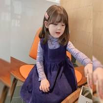 Childrens clothing 2021 new girls autumn corduroy dress children Spring and Autumn foreign skirt female baby vest skirt