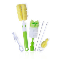 Plant baby bottle brush 6-piece baby nipple sucker bottle cleaning brush sponge brush cleaning set