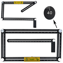 Active four-fold ruler aluminum alloy movable folding ruler wood tile locator measuring 4-corner 4-side tool